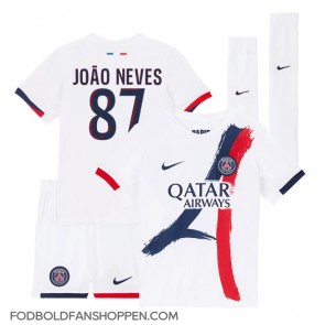 Paris Saint-Germain Joao Neves #87 Udebanetrøje Børn 2024-25 Kortærmet (+ Korte bukser)